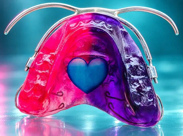 Pink and violet with a blue heart