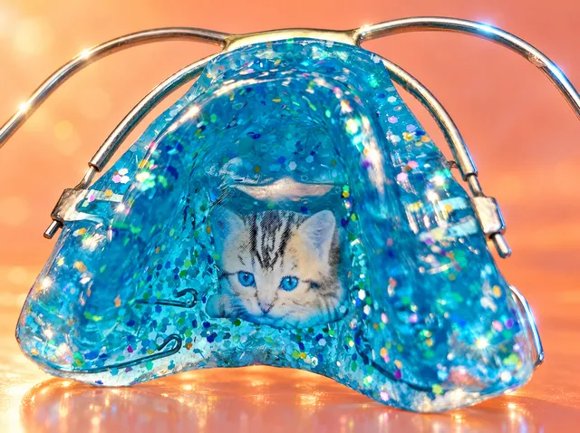 Pearl glitter with a kitten