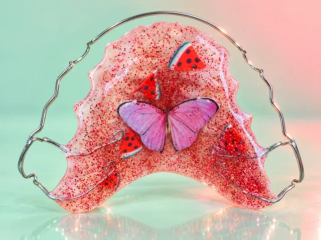 Melon glitter with a butterfly
