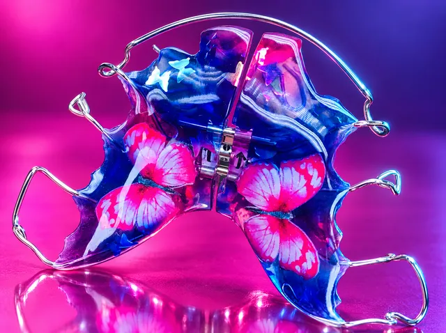 Violet-blue with pink butterflies