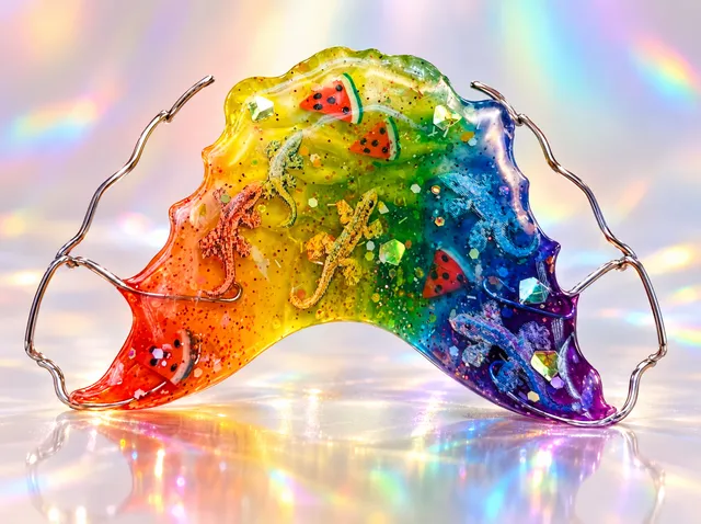 Rainbow with melons and geckos