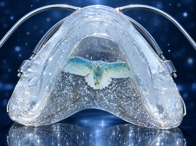 Silver glitter with a snowy owl