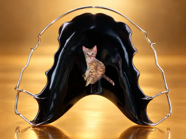 Glossy black with a kitten