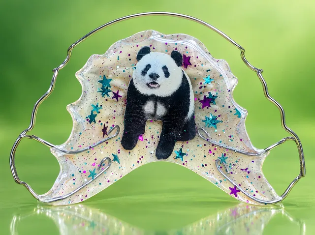 Violet-turquoise stars with a panda