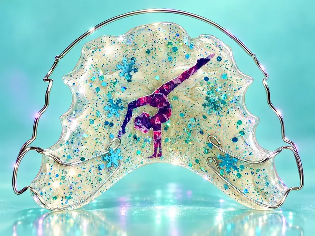 Blue snowflakes with a dancer