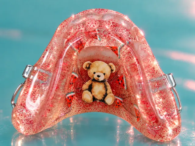 Melon glitter with a teddy