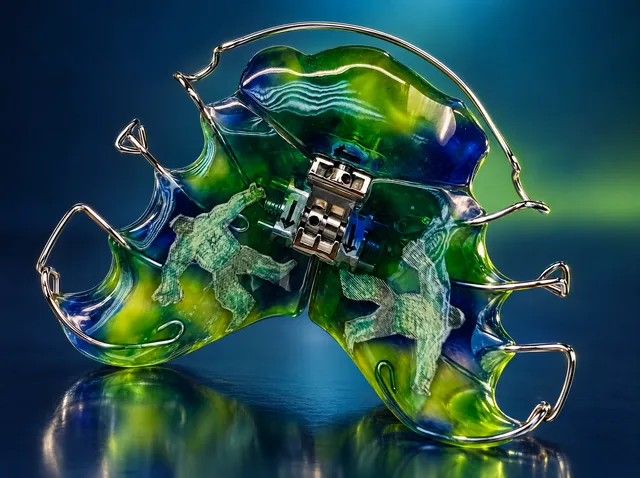 Green-blue marbled with a hand-drawn Hulk